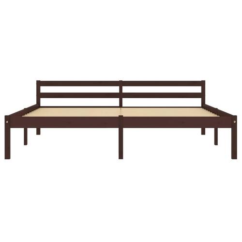 Sengestel massivt fyrretræ 180 x 200 cm mørkebrun