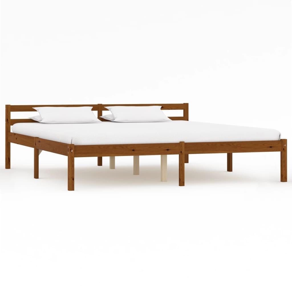 Sengestel massivt fyrretræ 160 x 200 cm gyldenbrun