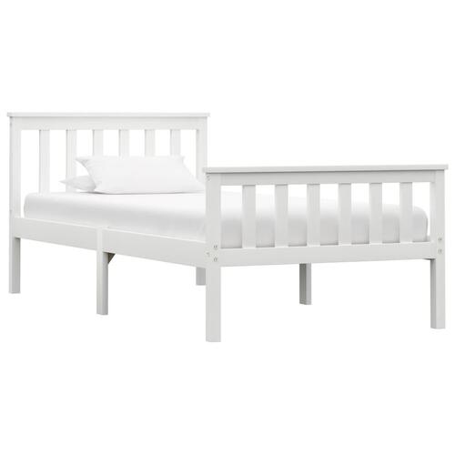 Sengestel 90 x 200 cm massivt fyrretræ hvid