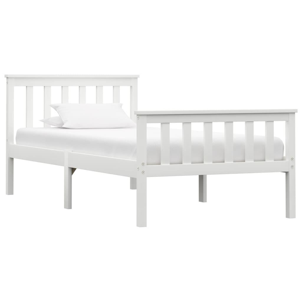 Sengestel 90 x 200 cm massivt fyrretræ hvid