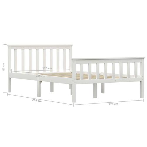 Sengestel 120 x 200 cm massivt fyrretræ hvid
