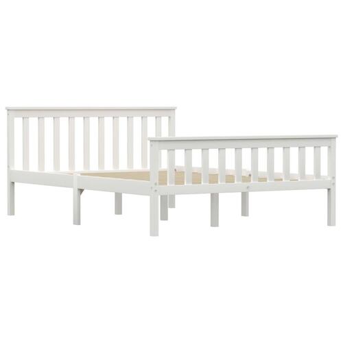 Sengestel 140 x 200 cm massivt fyrretræ hvid