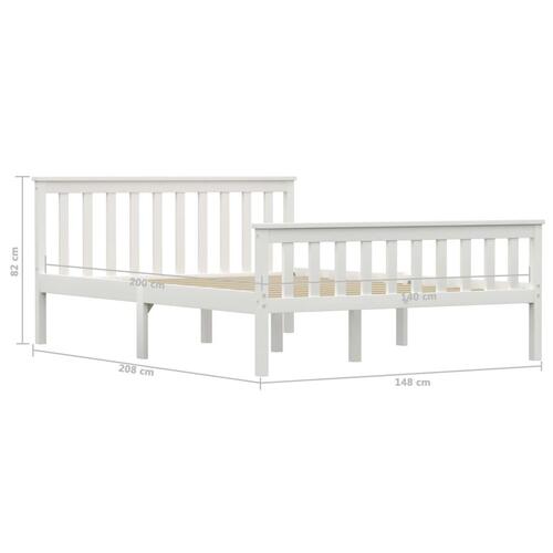 Sengestel 140 x 200 cm massivt fyrretræ hvid
