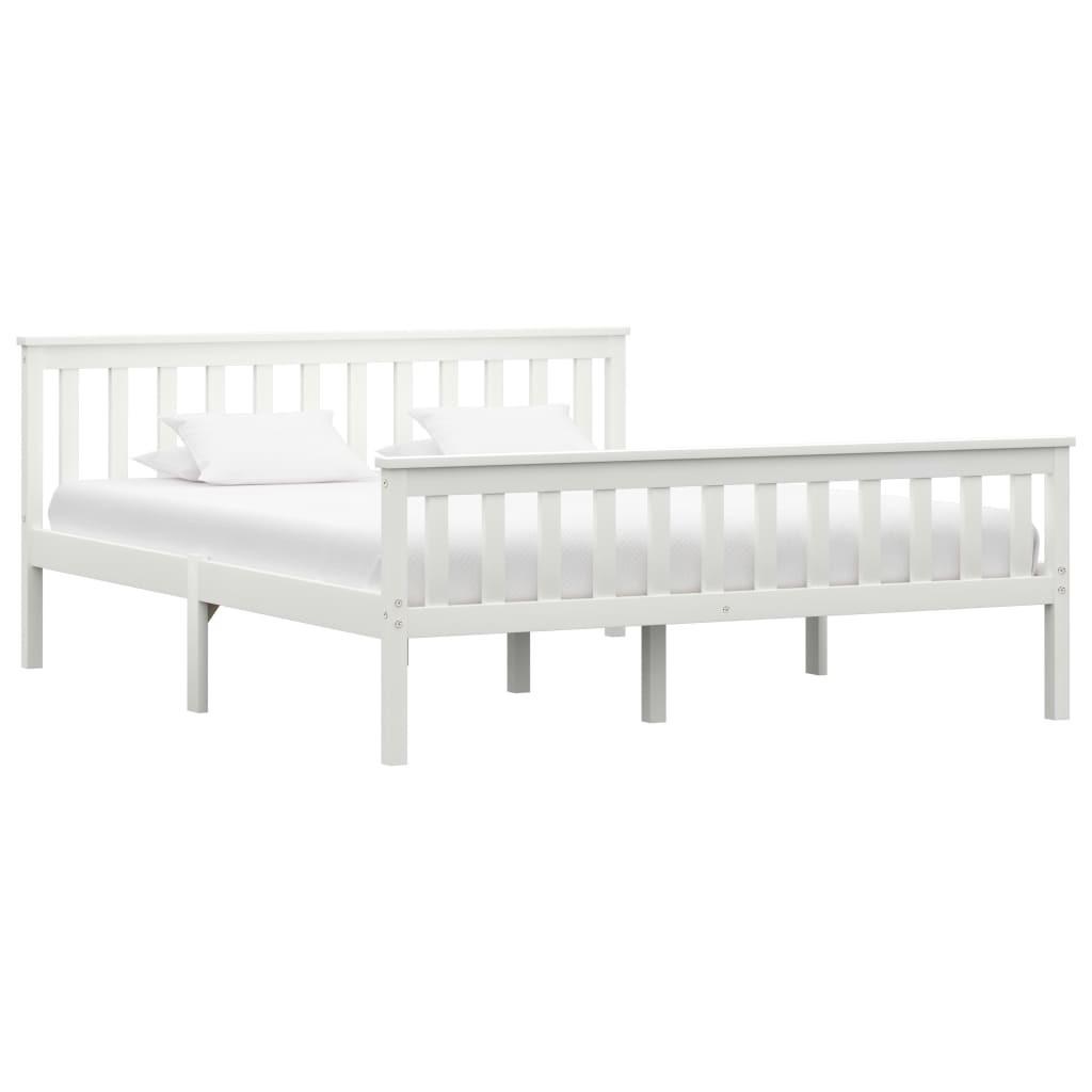 Sengestel massivt fyrretræ 160 x 200 cm hvid