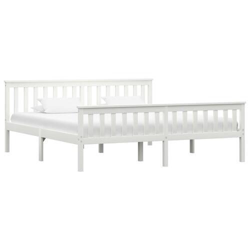 Sengestel massivt fyrretræ 180 x 200 cm hvid