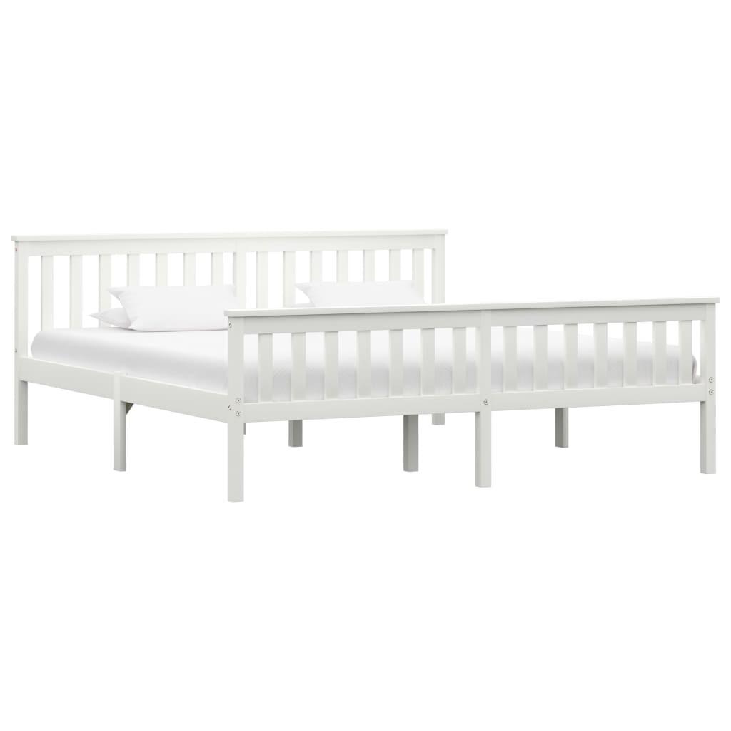 Sengestel massivt fyrretræ 180 x 200 cm hvid