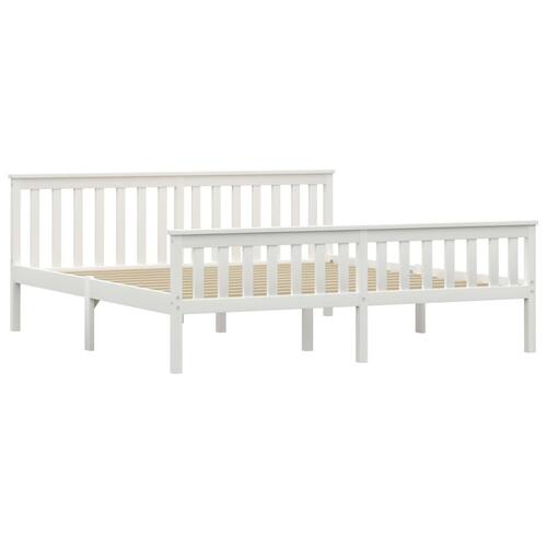 Sengestel massivt fyrretræ 180 x 200 cm hvid