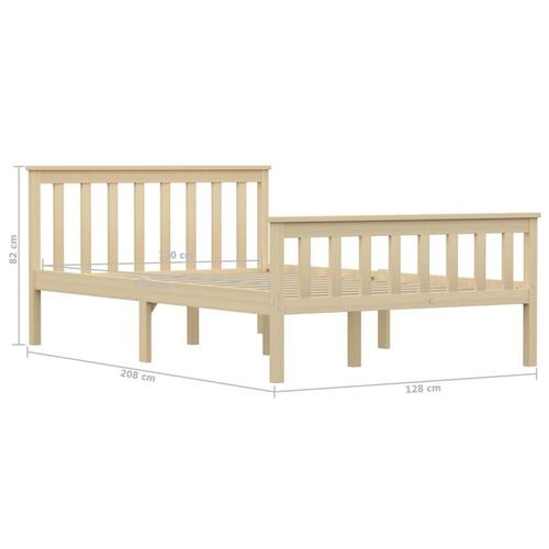 Sengeramme 120x200 cm massivt fyrretræ lys træfarve