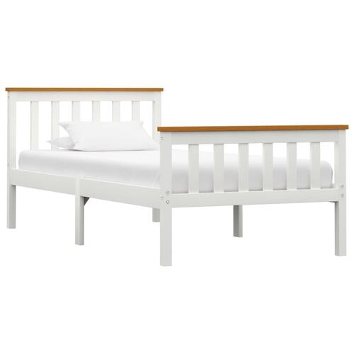 Sengestel 90 x 200 cm massivt fyrretræ hvid