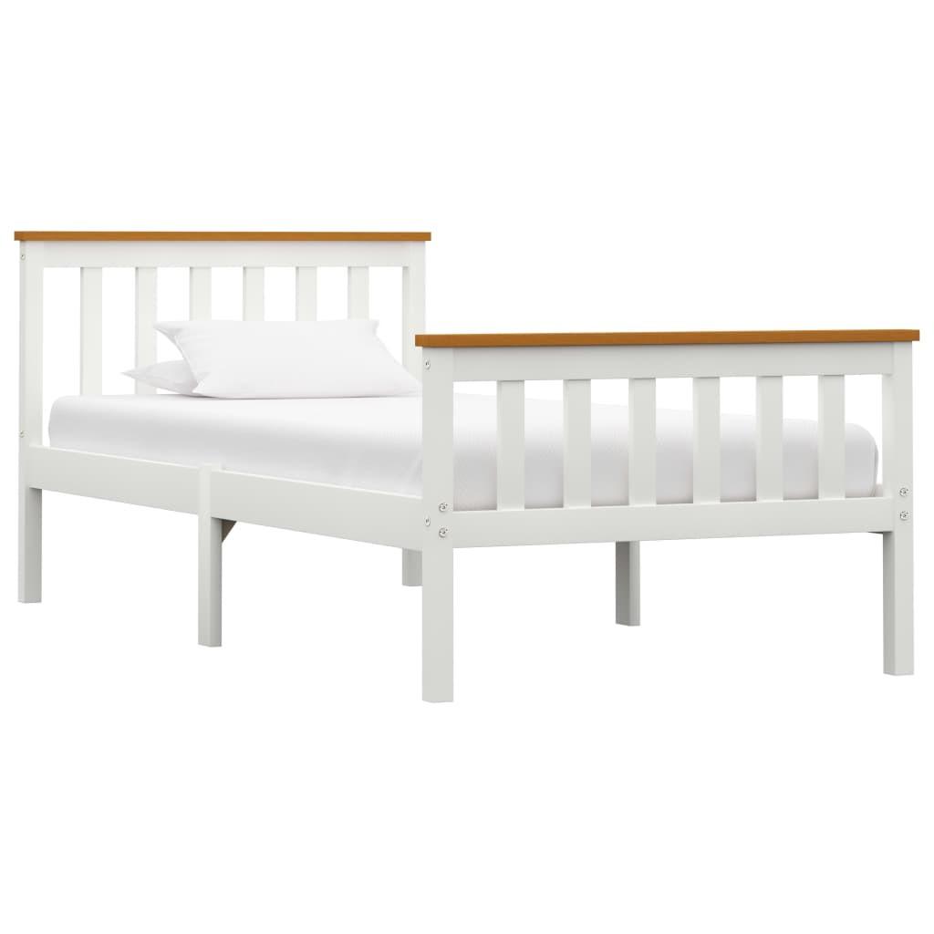 Sengestel 90 x 200 cm massivt fyrretræ hvid