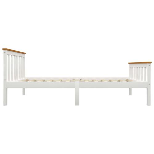 Sengestel 90 x 200 cm massivt fyrretræ hvid