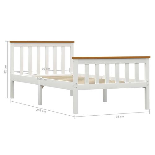 Sengestel 90 x 200 cm massivt fyrretræ hvid