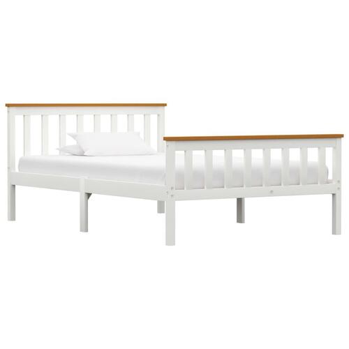 Sengestel 120 x 200 cm massivt fyrretræ hvid