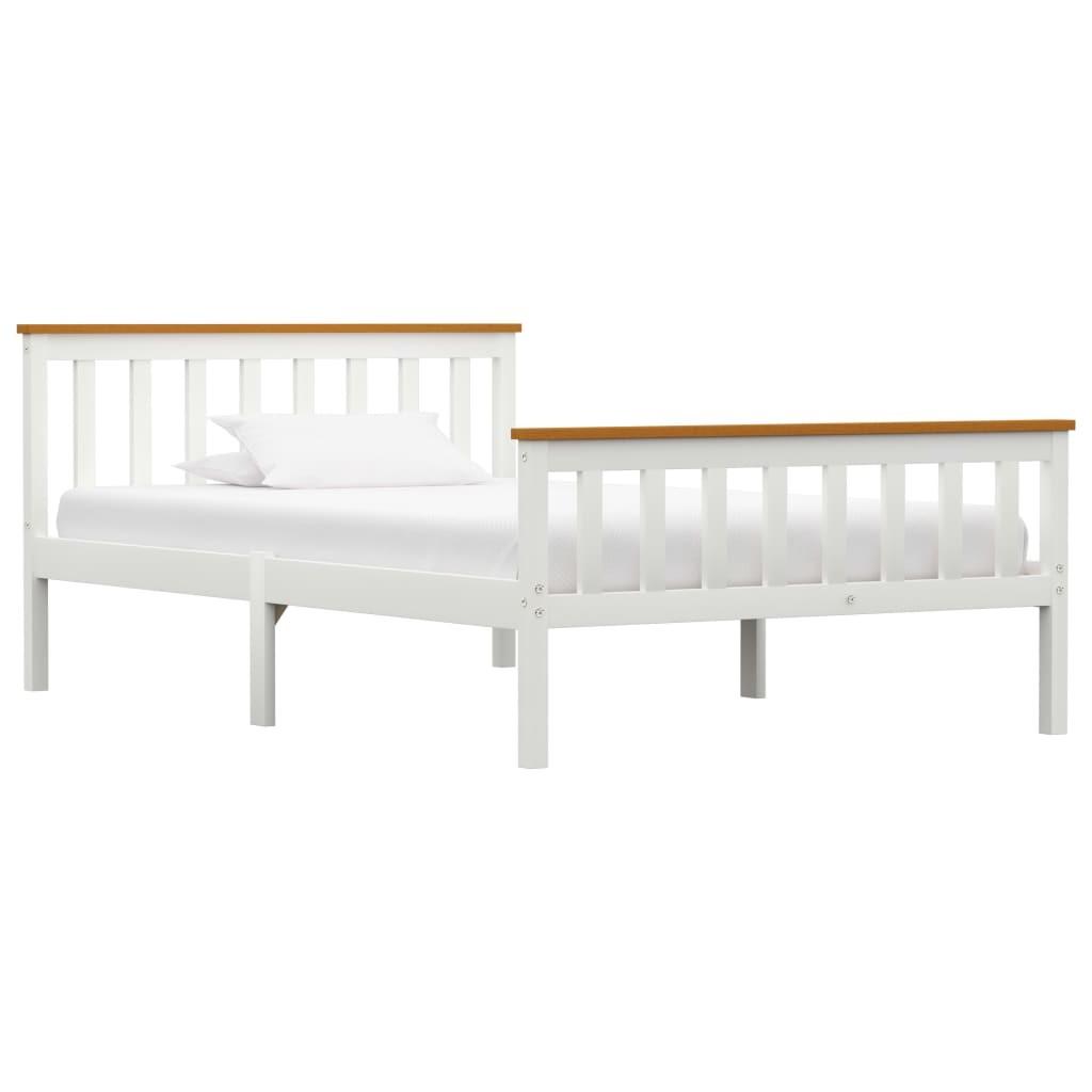 Sengestel 120 x 200 cm massivt fyrretræ hvid