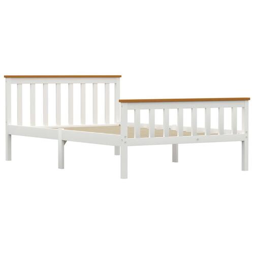 Sengestel 120 x 200 cm massivt fyrretræ hvid
