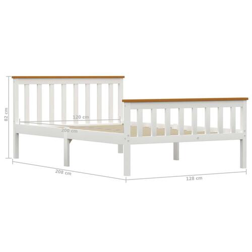Sengestel 120 x 200 cm massivt fyrretræ hvid
