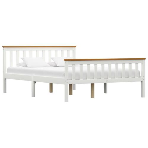 Sengestel 140 x 200 cm massivt fyrretræ hvid