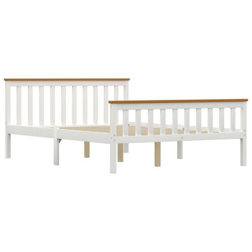 Sengestel 140 x 200 cm massivt fyrretræ hvid