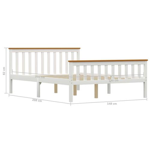 Sengestel 140 x 200 cm massivt fyrretræ hvid