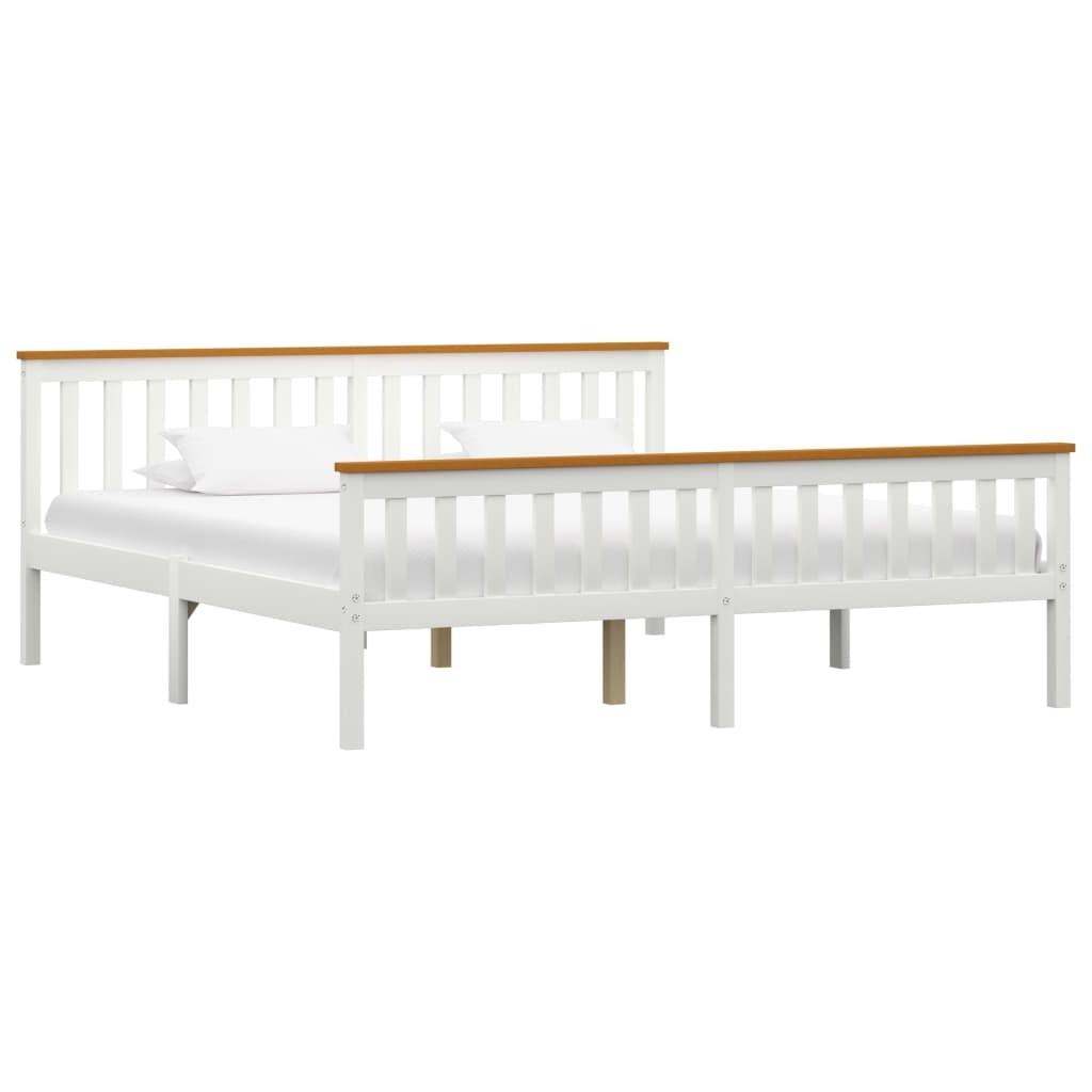 Sengestel 180x200 cm massivt fyrretræ hvid