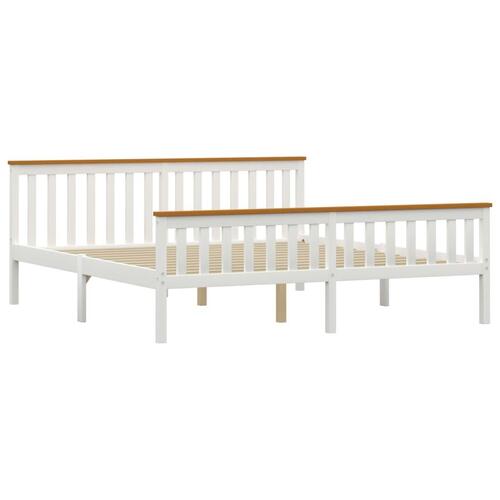 Sengestel 180x200 cm massivt fyrretræ hvid