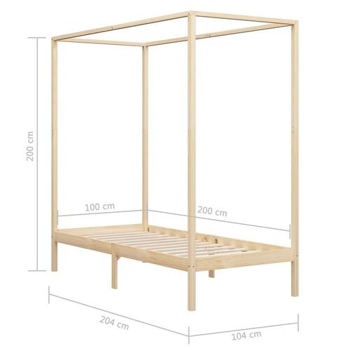 Sengestel til himmelseng 100 x 200 cm massivt fyrretræ
