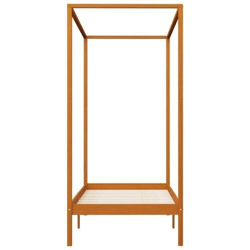 Sengestel til himmelseng 100x200 cm massivt fyrretræ gyldenbrun