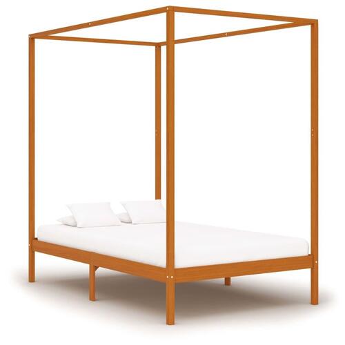 Sengestel til himmelseng 120x200 cm massivt fyrretræ gyldenbrun
