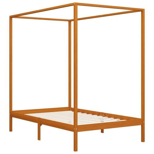 Sengestel til himmelseng 120x200 cm massivt fyrretræ gyldenbrun
