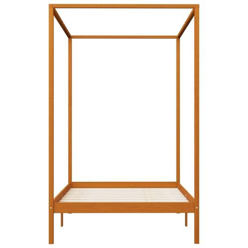 Sengestel til himmelseng 120x200 cm massivt fyrretræ gyldenbrun