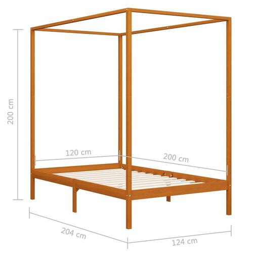 Sengestel til himmelseng 120x200 cm massivt fyrretræ gyldenbrun