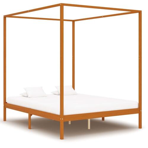 Sengestel til himmelseng 180x200 cm massivt fyrretræ gyldenbrun