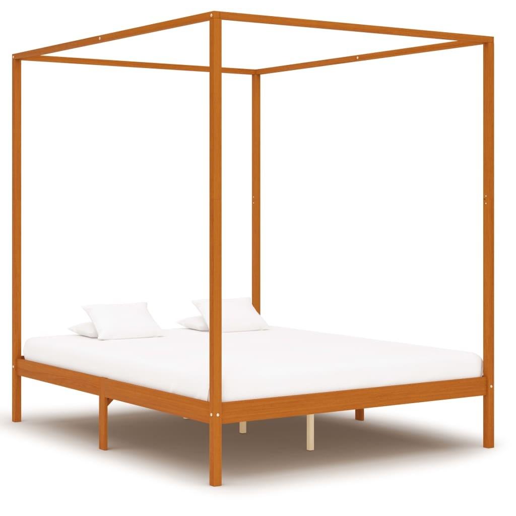 Sengestel til himmelseng 180x200 cm massivt fyrretræ gyldenbrun