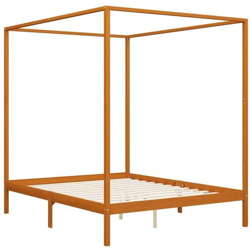 Sengestel til himmelseng 180x200 cm massivt fyrretræ gyldenbrun