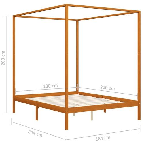 Sengestel til himmelseng 180x200 cm massivt fyrretræ gyldenbrun