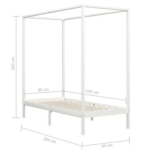 Sengestel til himmelseng 90 x 200 cm massivt fyrretræ hvid