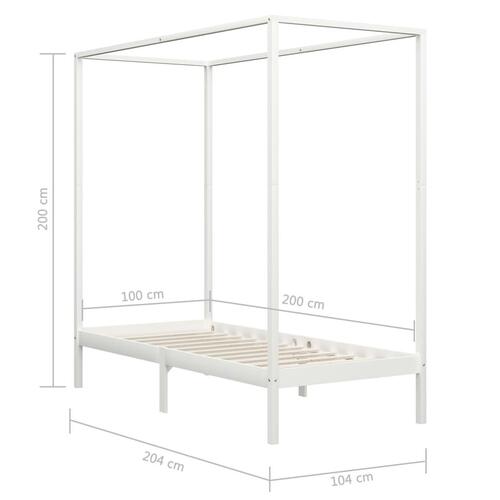 Sengestel til himmelseng 100 x 200 cm massivt fyrretræ hvid