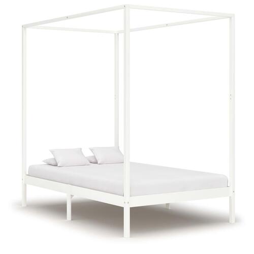 Sengestel til himmelseng 140 x 200 cm massivt fyrretræ hvid