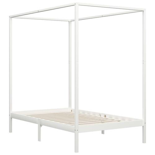 Sengestel til himmelseng 140 x 200 cm massivt fyrretræ hvid
