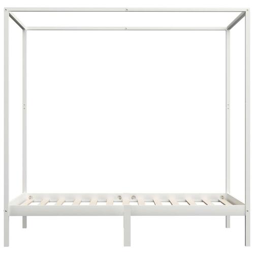 Sengestel til himmelseng 140 x 200 cm massivt fyrretræ hvid