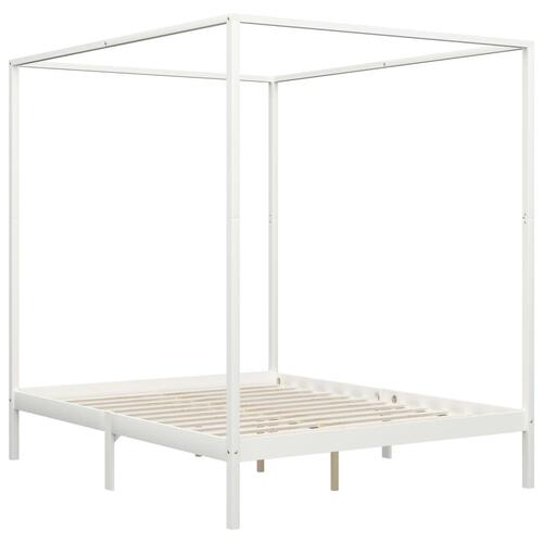 Sengestel til himmelseng 160 x 200 cm massivt fyrretræ hvid