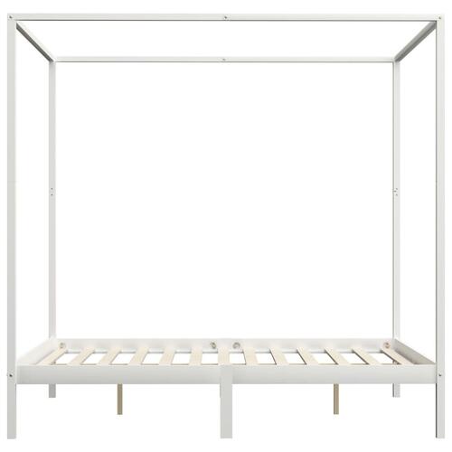 Sengestel til himmelseng 160 x 200 cm massivt fyrretræ hvid