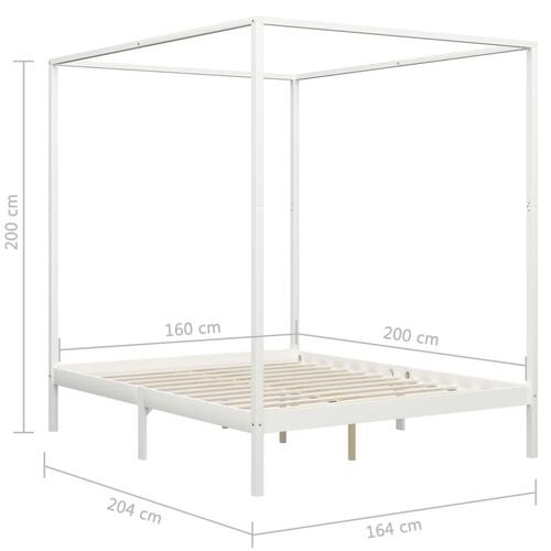 Sengestel til himmelseng 160 x 200 cm massivt fyrretræ hvid