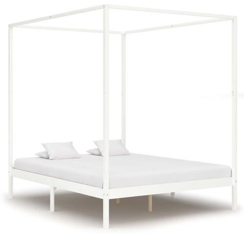 Sengestel til himmelseng 180 x 200 cm massivt fyrretræ hvid