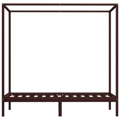 Sengestel til himmelseng 90 x 200 cm massivt fyrretræ mørkebrun