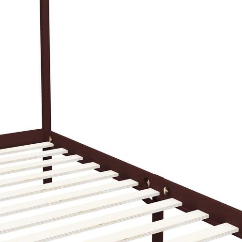 Sengestel til himmelseng 100 x 200 cm massiv fyrretræ mørkebrun