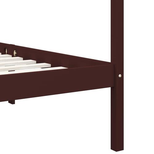 Sengestel til himmelseng 100 x 200 cm massiv fyrretræ mørkebrun