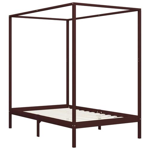 Sengestel til himmelseng 120 x 200 cm massiv fyrretræ mørkebrun