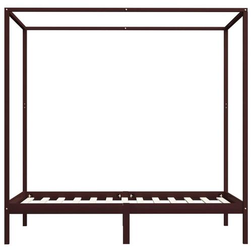 Sengestel til himmelseng 140 x 200 cm massiv fyrretræ mørkebrun