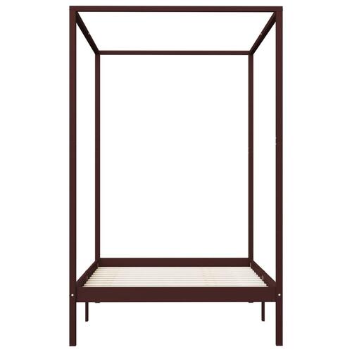 Sengestel til himmelseng 140 x 200 cm massiv fyrretræ mørkebrun
